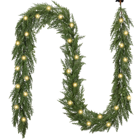 Valery Madelyn full-length garland front view showing lush Norfolk pine and coverage