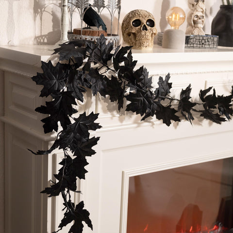 Valery Madelyn garland front view showing maple leaves and lights for welcoming decor