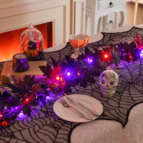 Valery Madelyn lit garland draped on mantle creating warm seasonal ambience