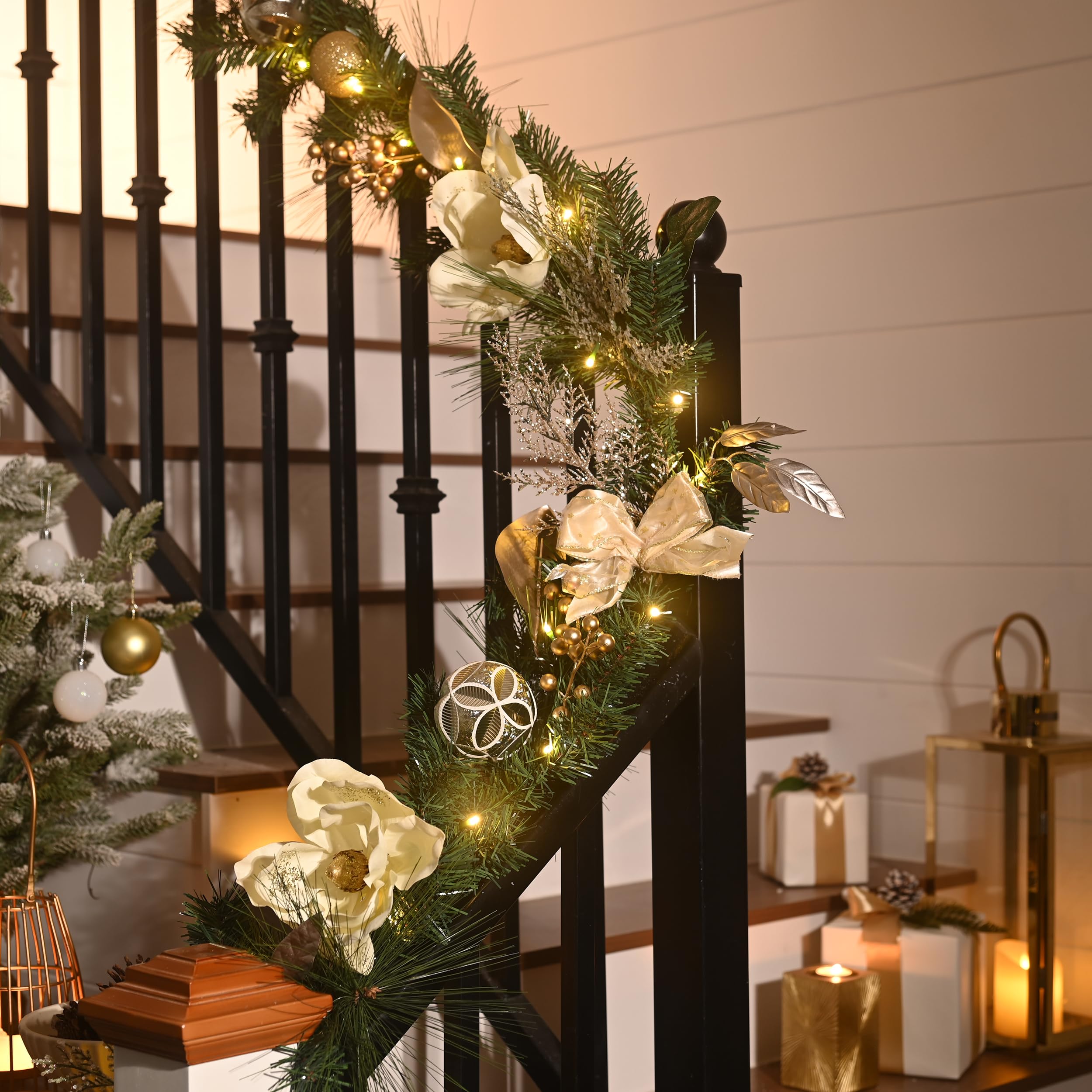 Valery Madelyn garland used as table centerpiece creating instant holiday atmosphere
