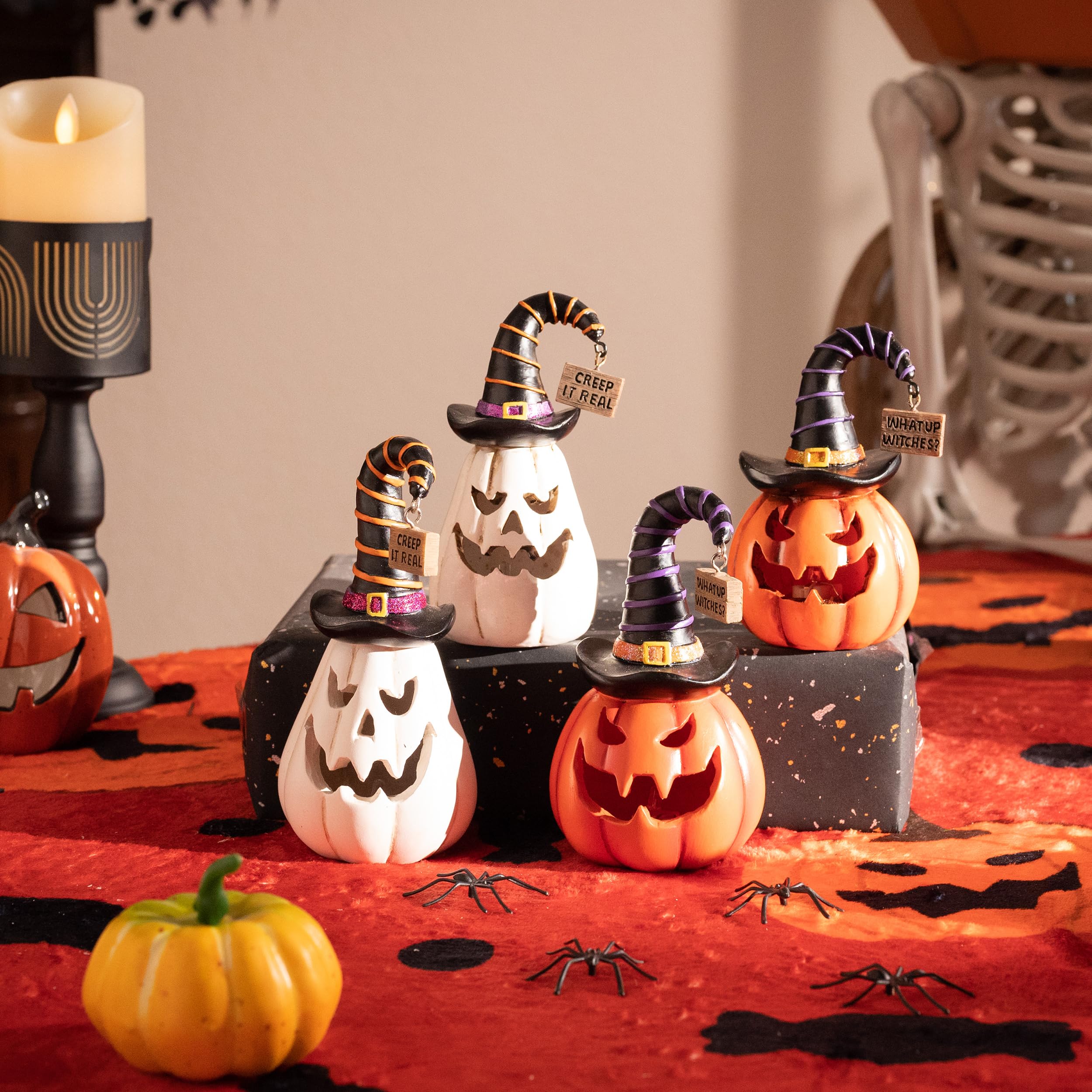 Valery Madelyn pumpkins styled on a tiered tray adding seasonal charm