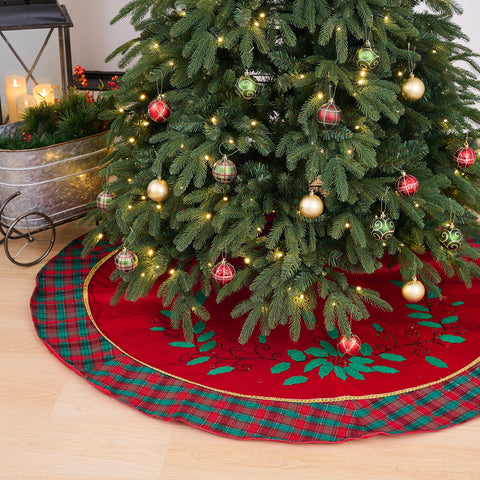 Valery Madelyn skirt in use under tree, conceals stand and organizes gifts