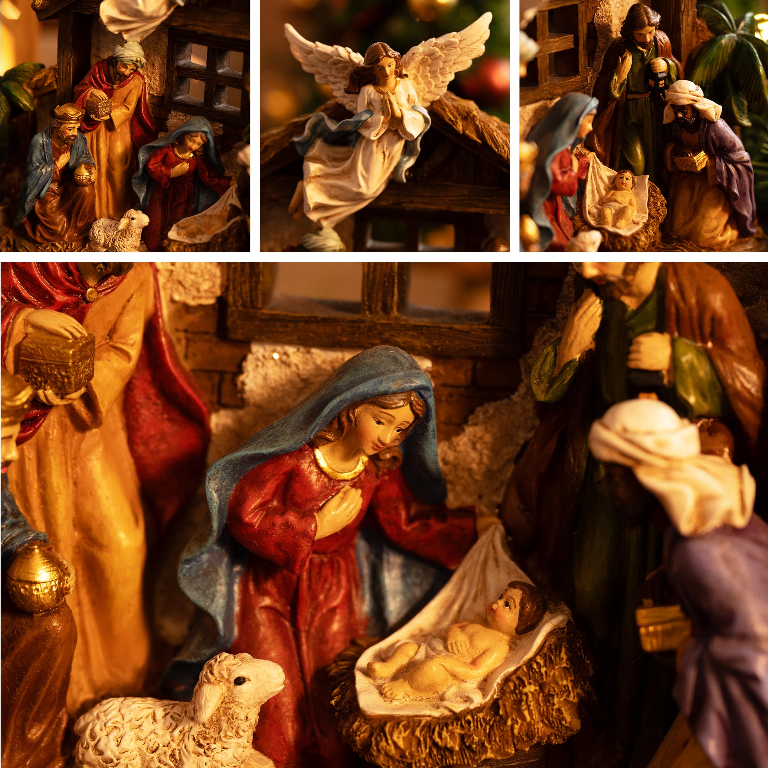 Valery Madelyn lit at night on a mantel, provides warm ambient LED glow