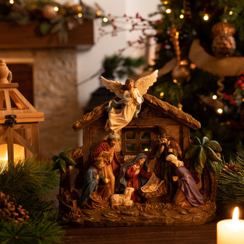 Valery Madelyn displayed in an entryway vignette, creates welcoming seasonal atmosphere