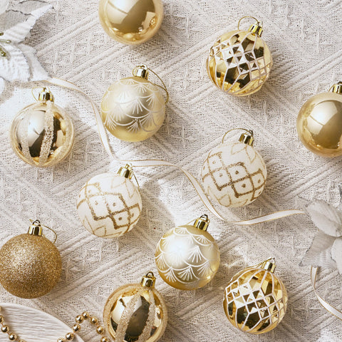Valery Madelyn tabletop display of ornaments used as a festive centerpiece