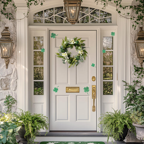 Valery Madelyn wreath glowing with warm LED lights to enhance evening ambiance