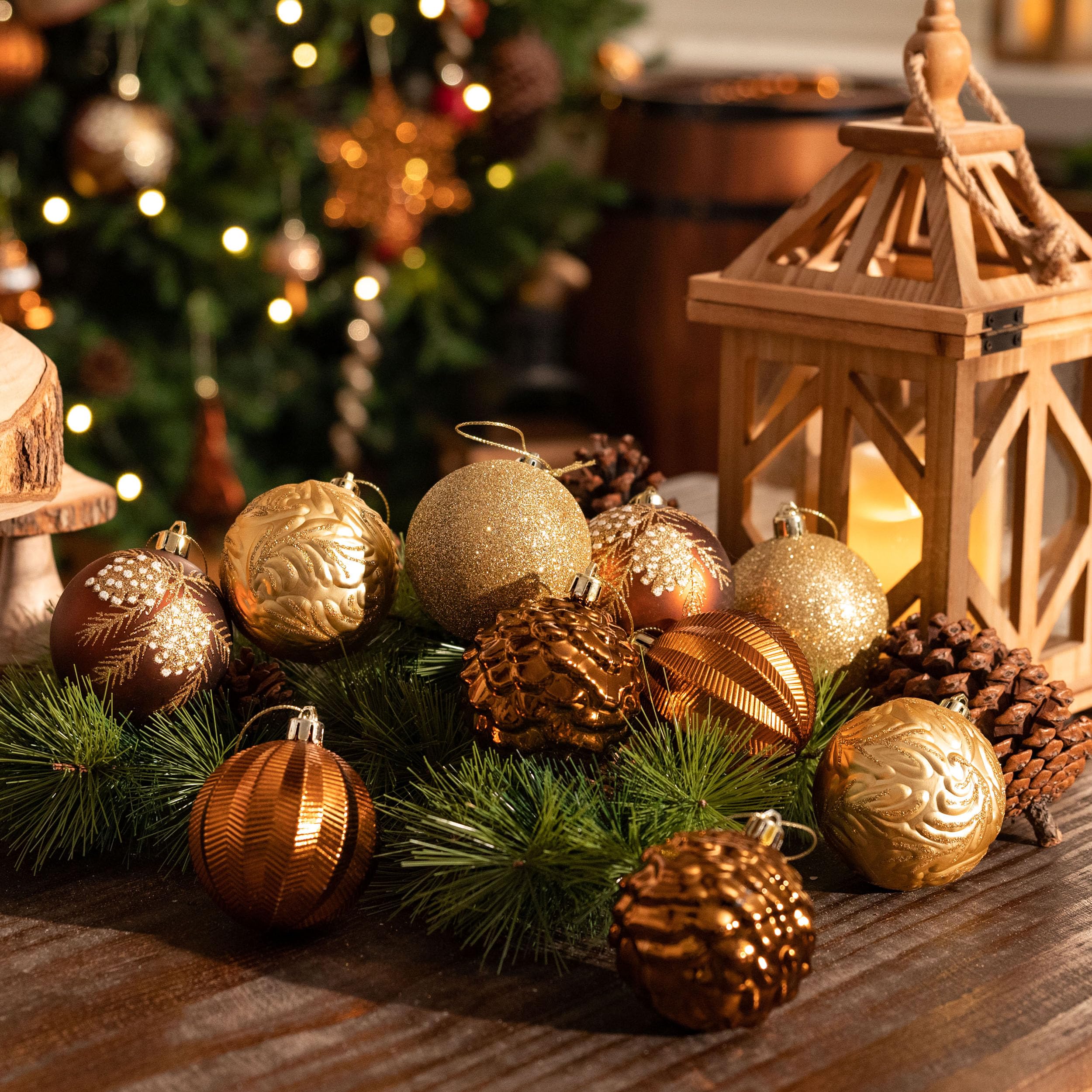 Valery Madelyn ornaments hung on a decorated tree providing cohesive cozy look