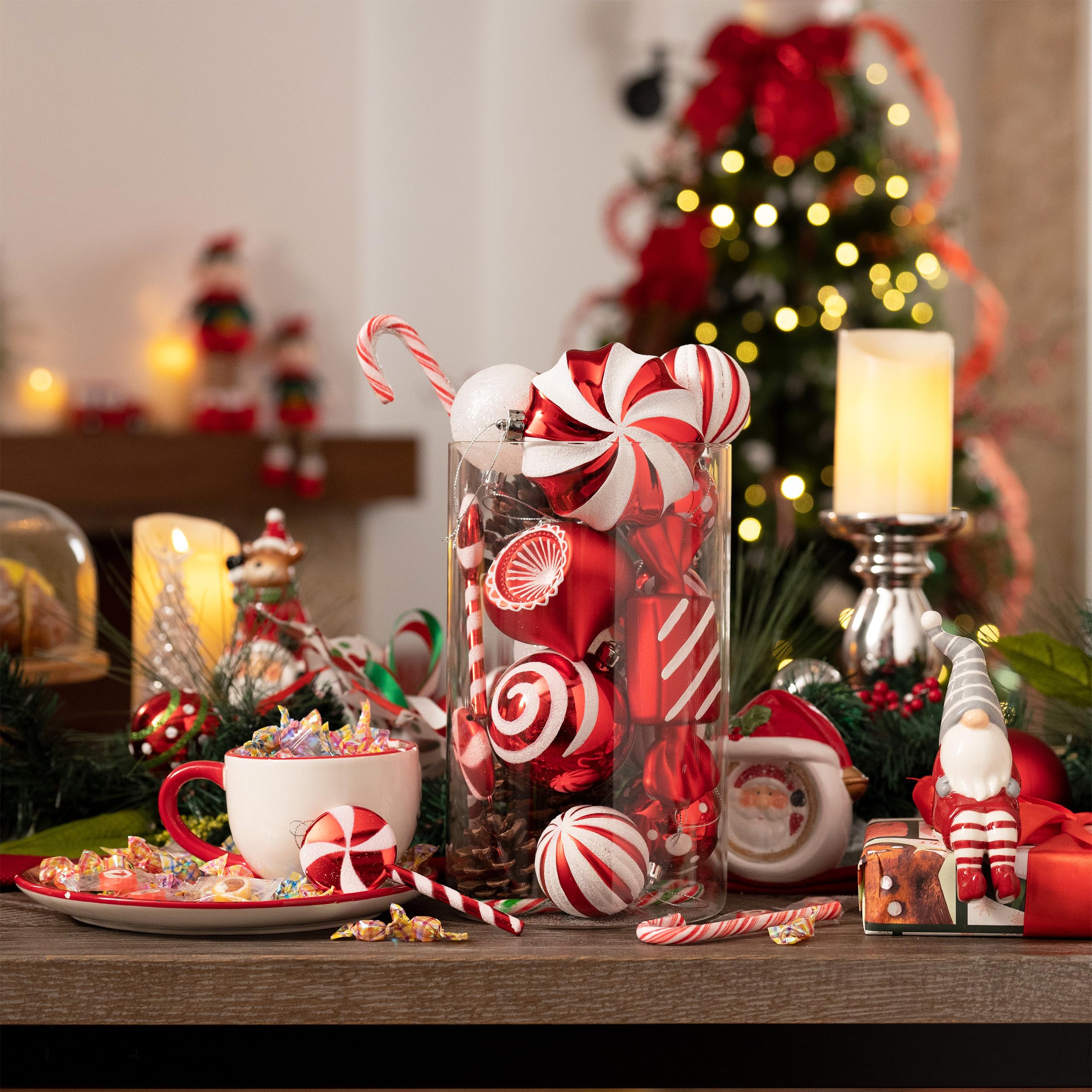 Valery Madelyn ornaments hung on a decorated tree adding cheerful, family-friendly appeal