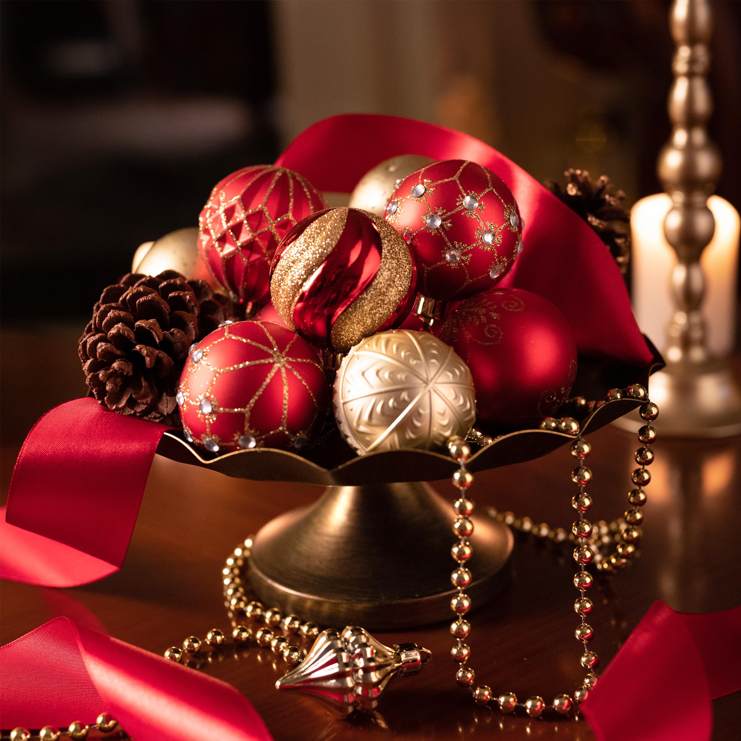 Valery Madelyn ornaments hanging on a decorated tree adding classic holiday warmth