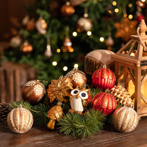 Valery Madelyn ornament hanging on a tree branch, ready-to-hang and shatterproof benefit