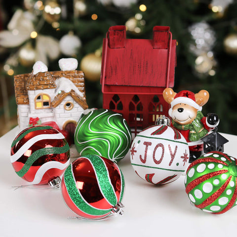 Valery Madelyn ornaments in a porch wreath creating welcoming holiday curb appeal