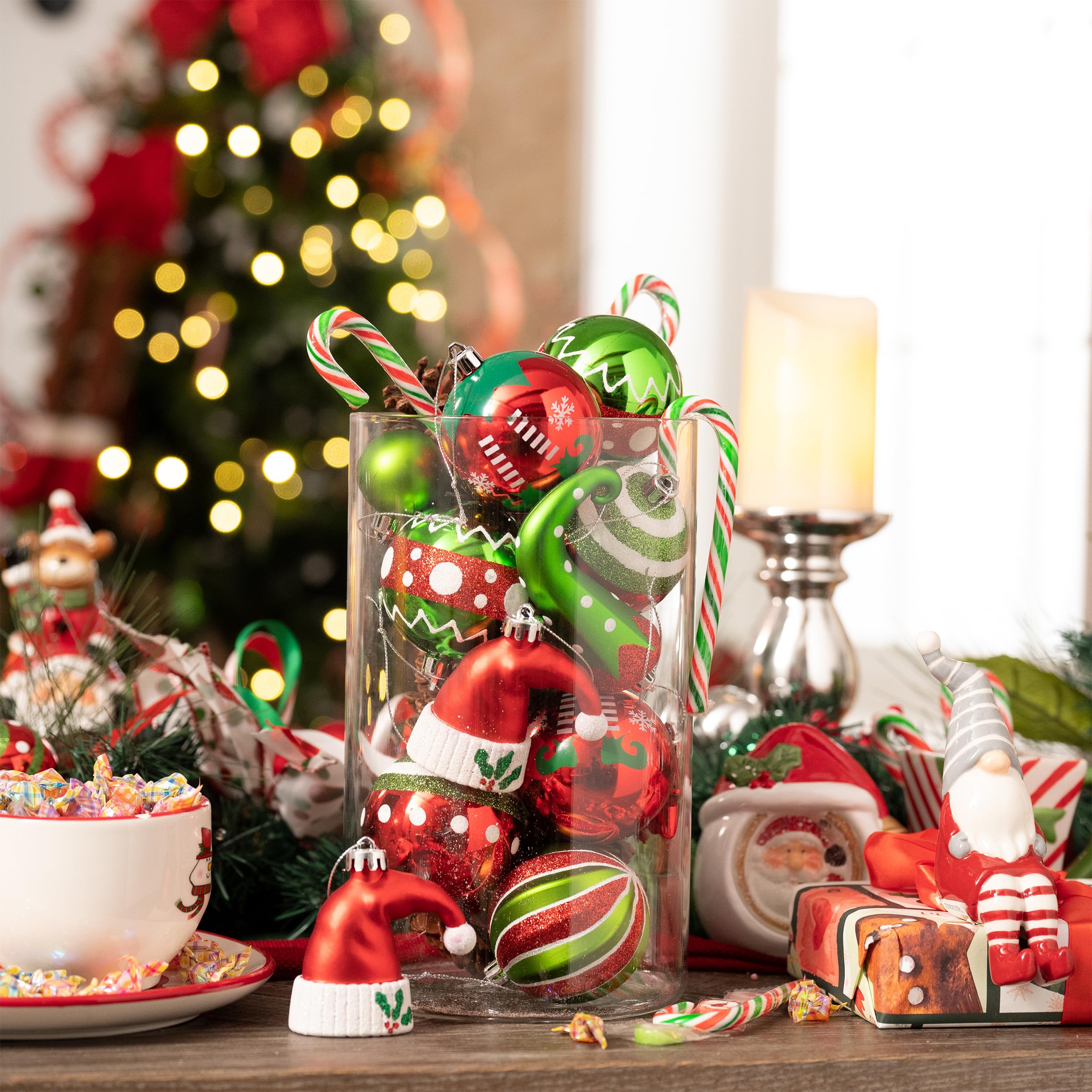 Valery Madelyn ornaments hung on a decorated tree adding festive atmosphere to living room