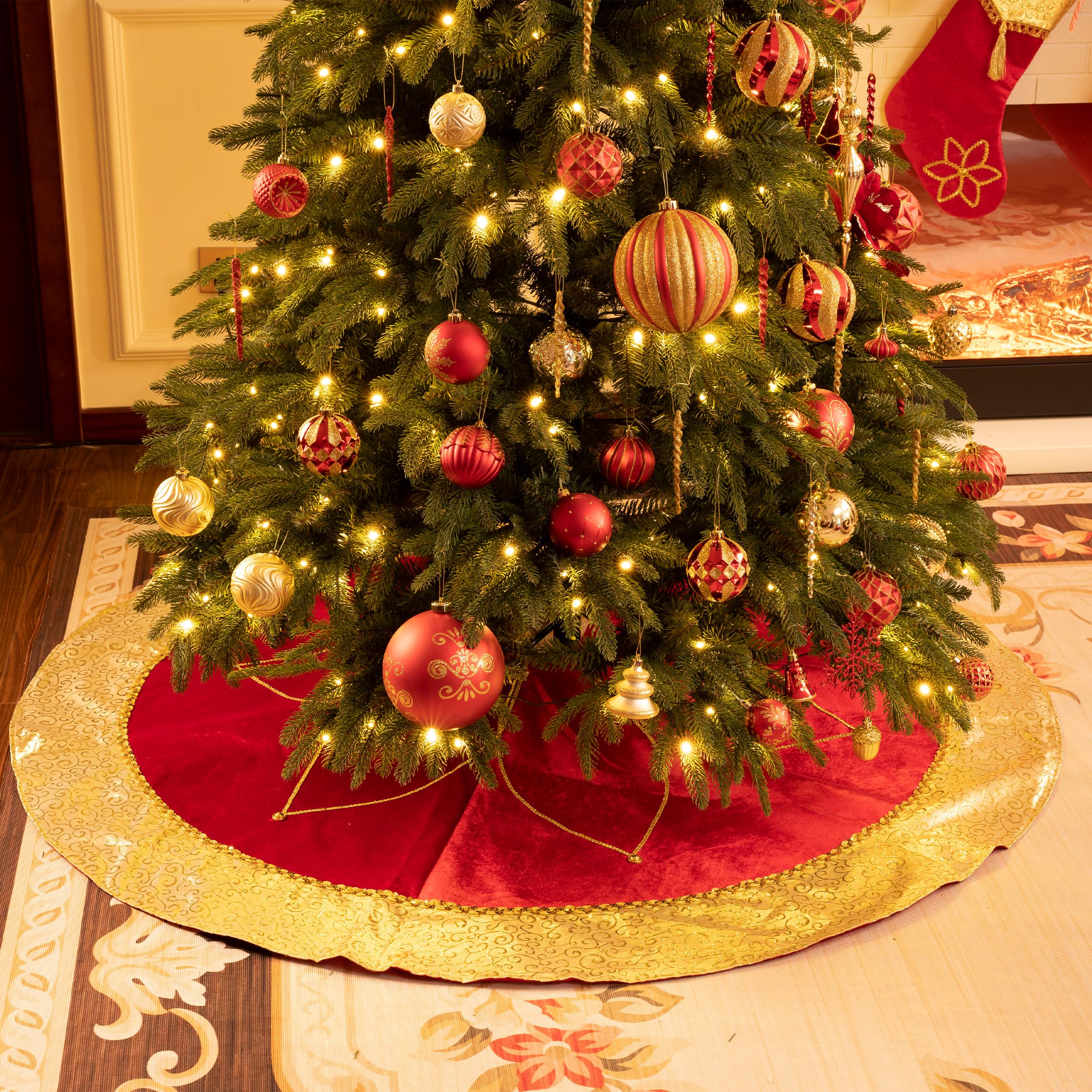 Valery Madelyn skirt under Christmas tree showcasing elegant presentation