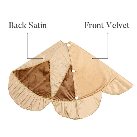 Valery Madelyn skirt under tree with gifts showcasing full coverage