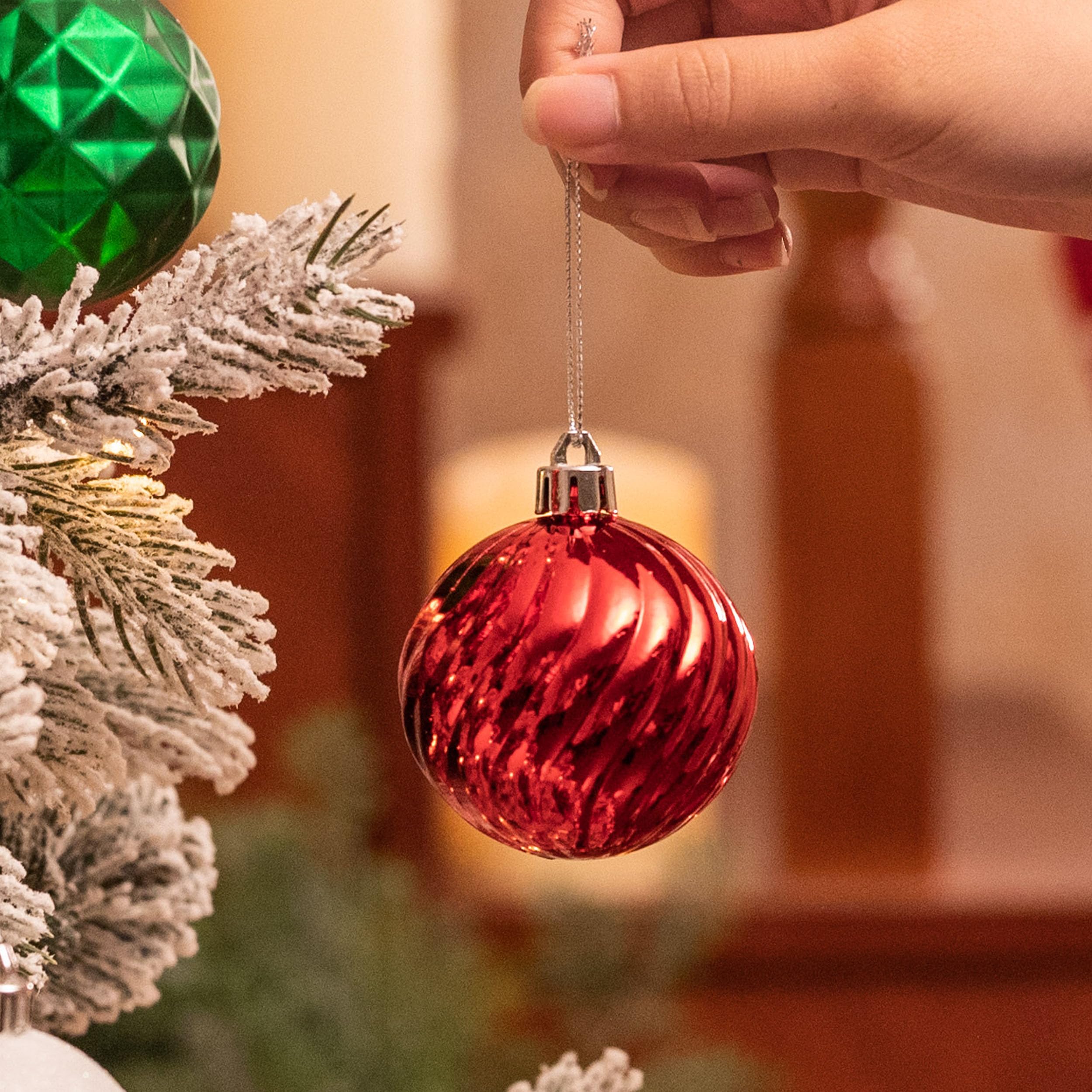 Valery Madelyn ornaments arranged in glass vase centerpiece for instant seasonal decor