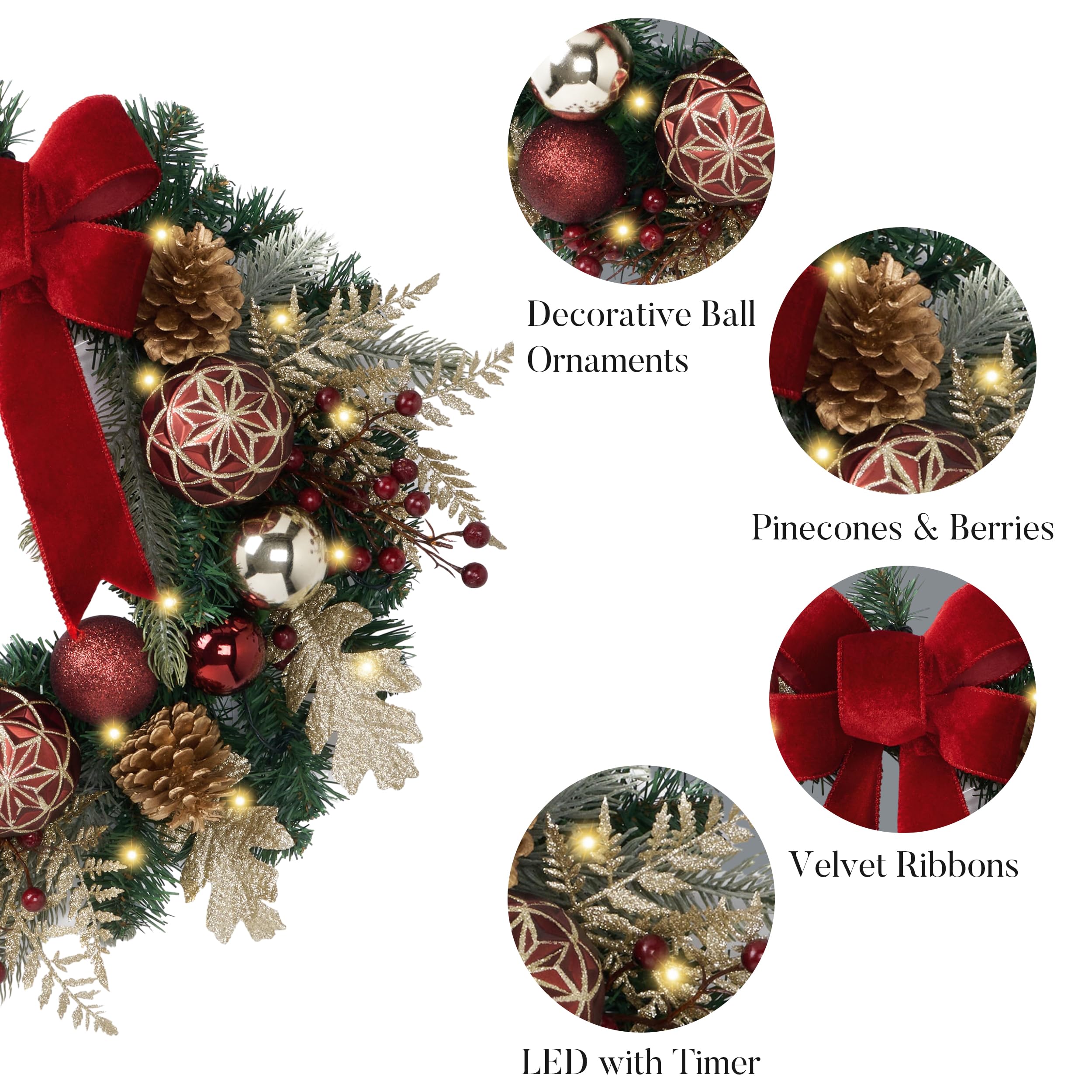 Valery Madelyn ribbon and pinecone detail showing texture and classic accents