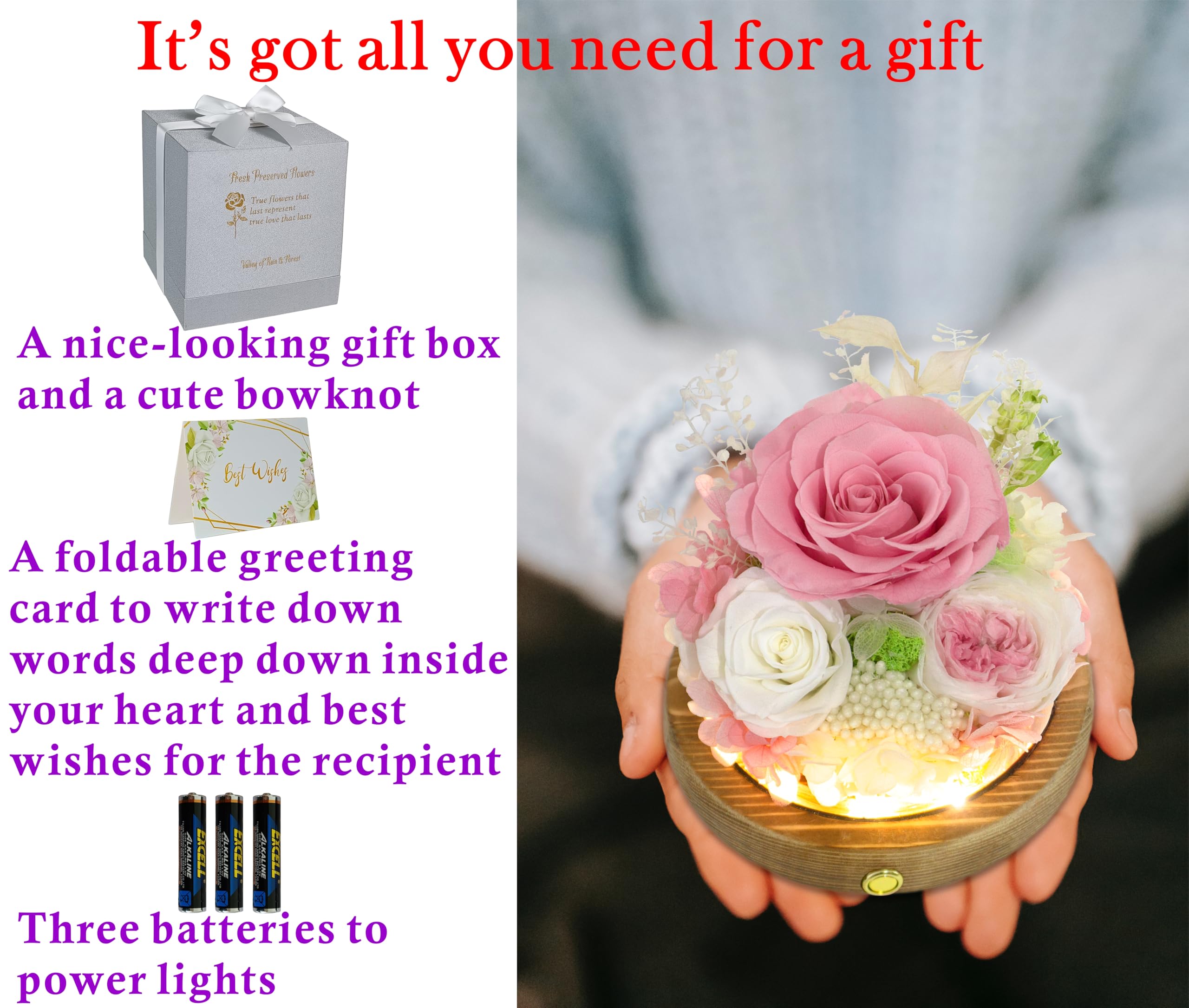 Valley of Rain & Forest gift box open with batteries and greeting card ready to give