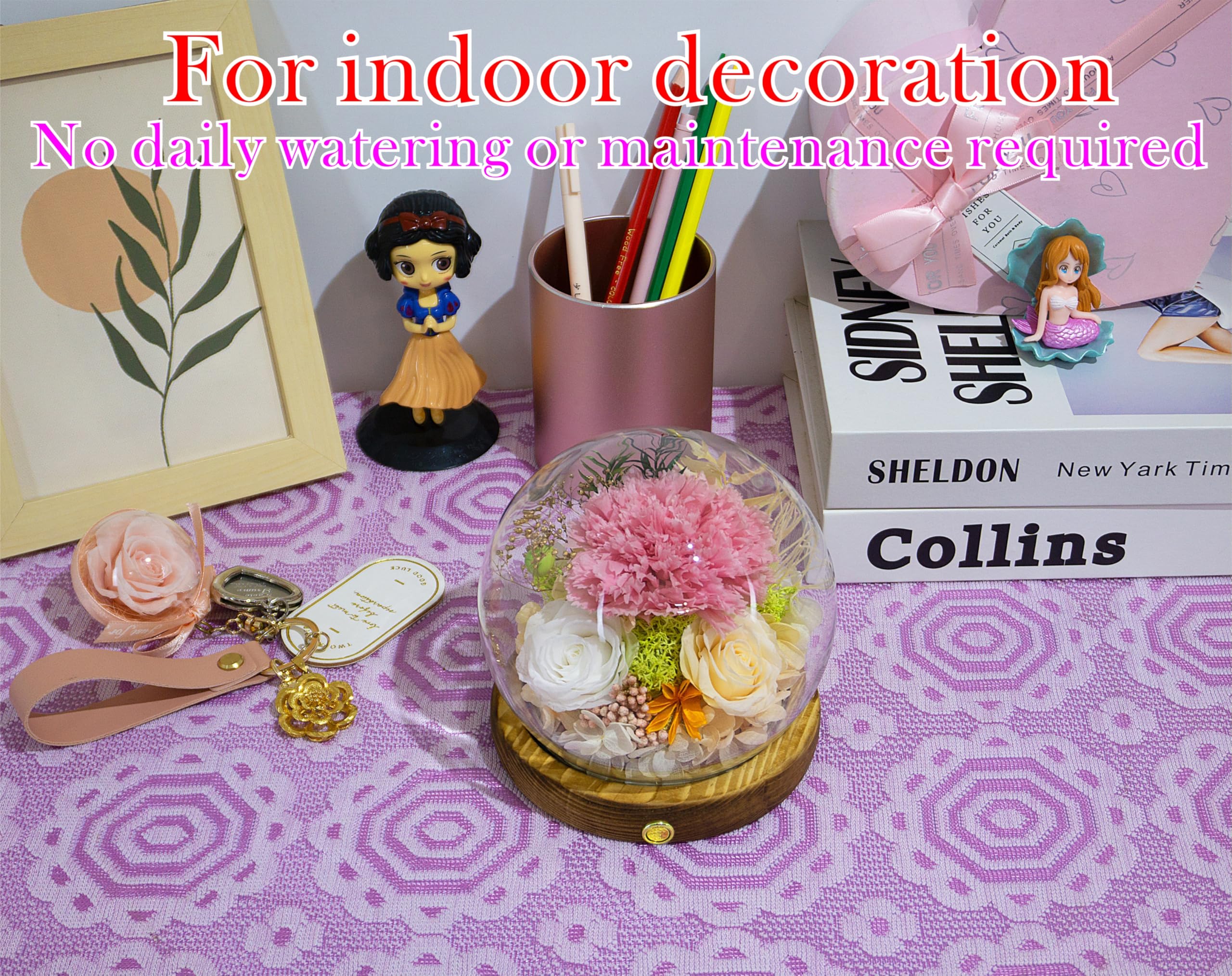 Valley of Rain & Forest dome on bedside table adding lasting natural decor benefit