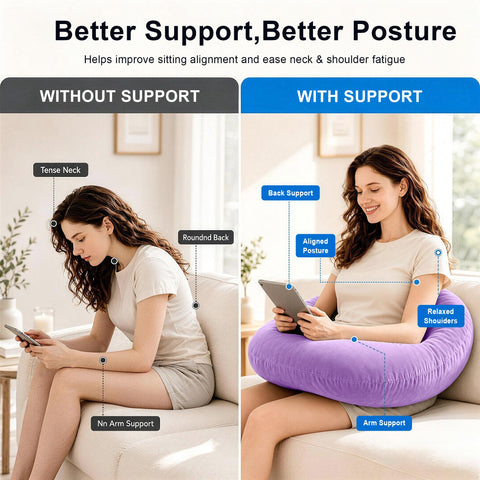 vamorry elbow rest in use on sofa demonstrating reduced arm fatigue while gaming