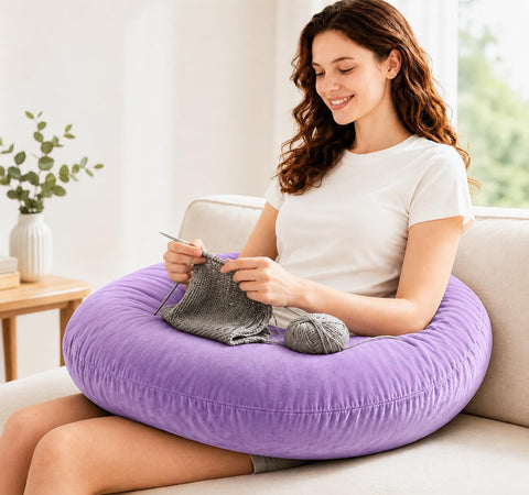 vamorry front view of U-shaped arm pillow showing overall shape and benefit of arm support