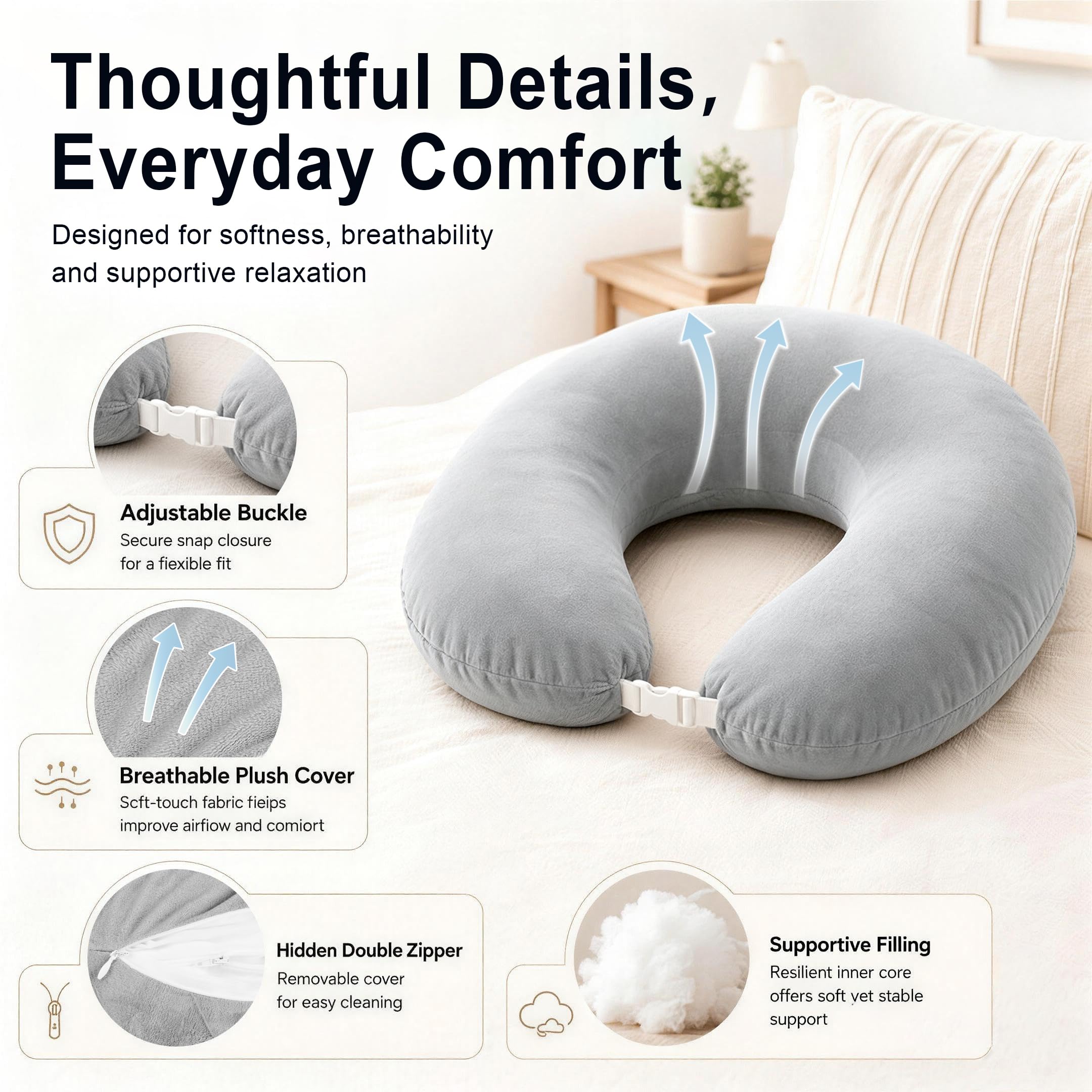 vamorry pillow on lap with scale to show portable size and fit