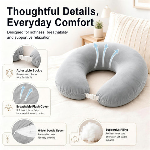 vamorry pillow on lap with scale to show portable size and fit