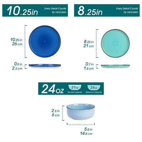 vancasso dinner plate close-up showing blue glaze and durable smooth surface for serving