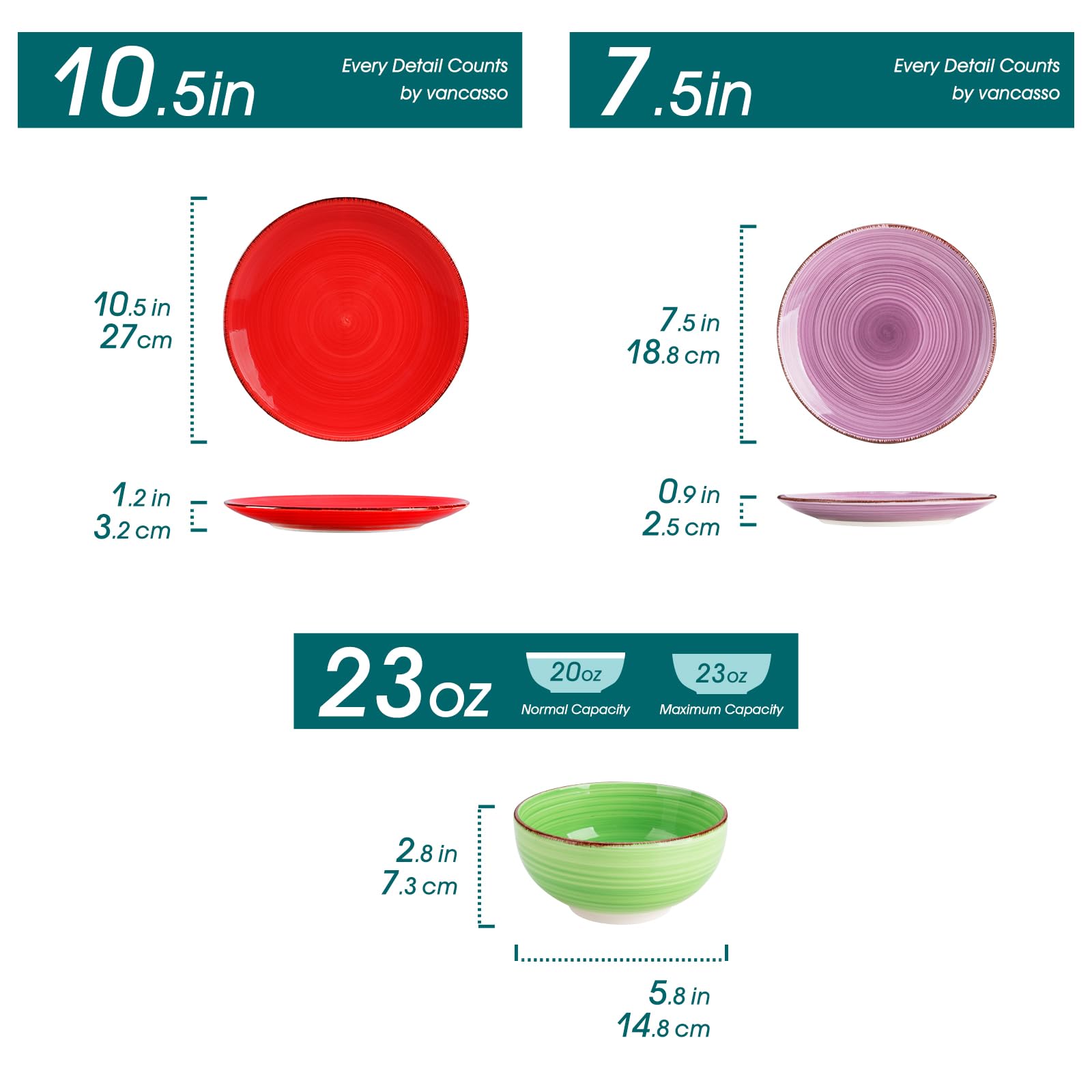 vancasso dinner plate closeup highlighting spiral pattern and durable stoneware finish