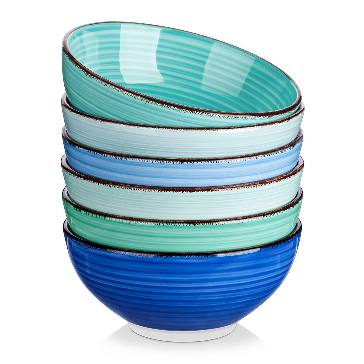 vancasso Bonita front view showing blue bowls and coordinated set benefit: cohesive tableware
