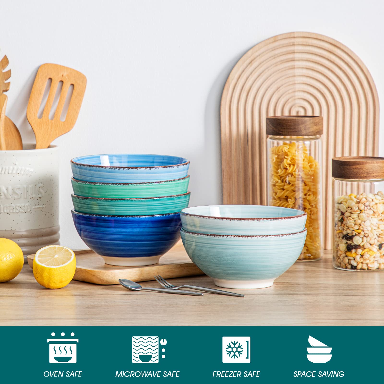 vancasso Bonita stacked bowls for scale and size comparison benefit: space-saving storage
