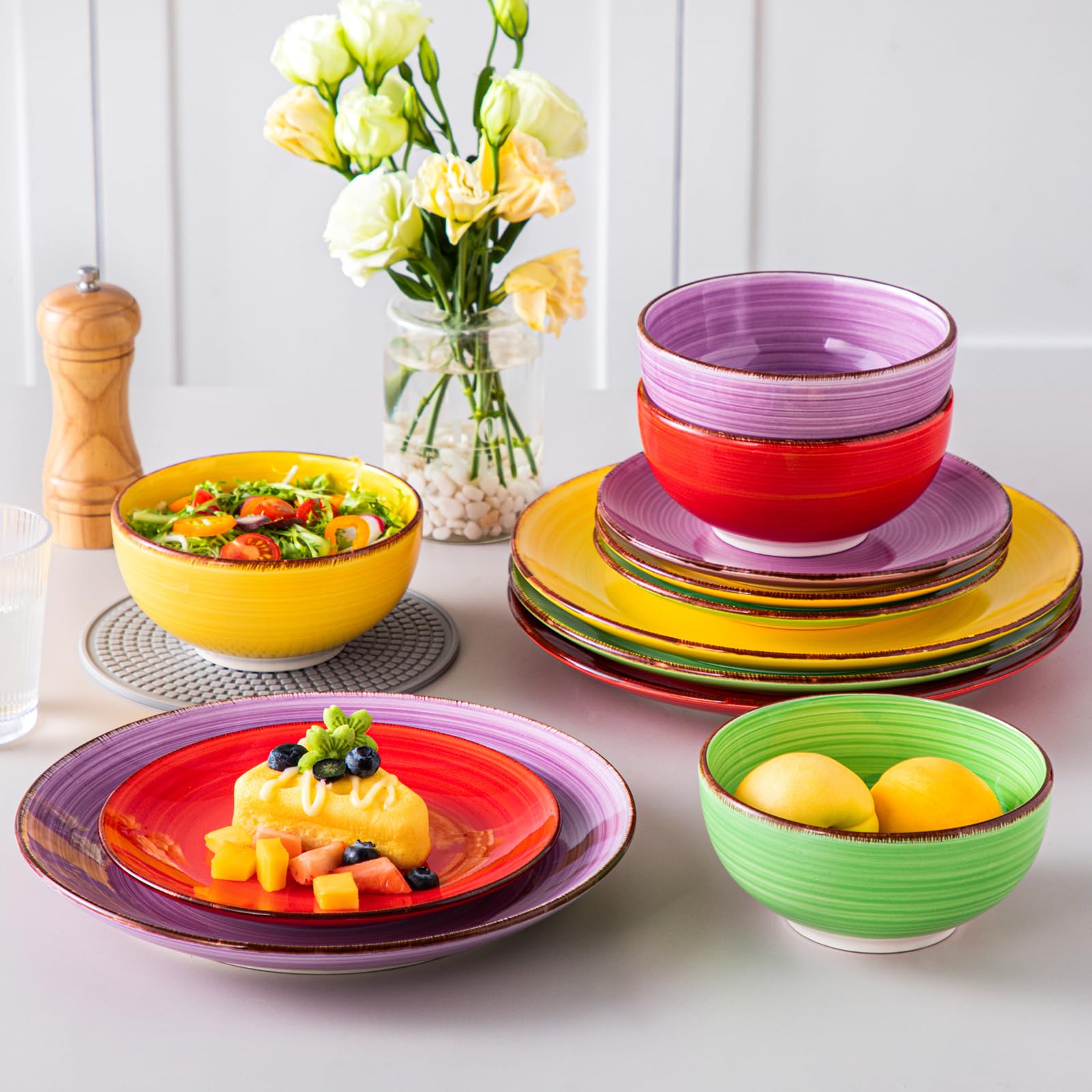 vancasso stacked plates demonstrating compact storage and space-saving benefit