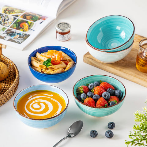 vancasso Bonita bowls stacked neatly in cabinet, shows space-saving storage advantage