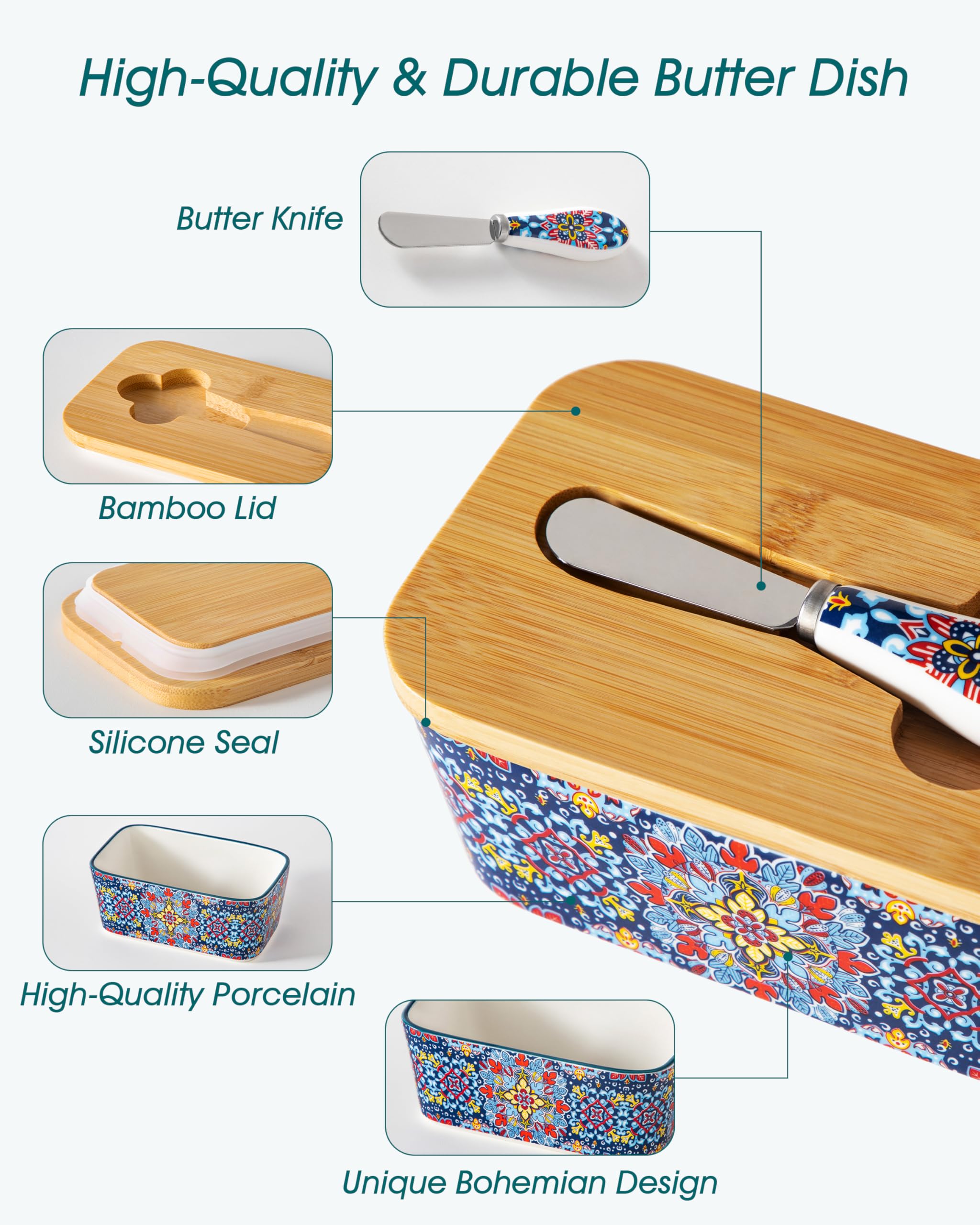 vancasso scale comparison with butter stick to show 6.5 inch fit and space-saving design