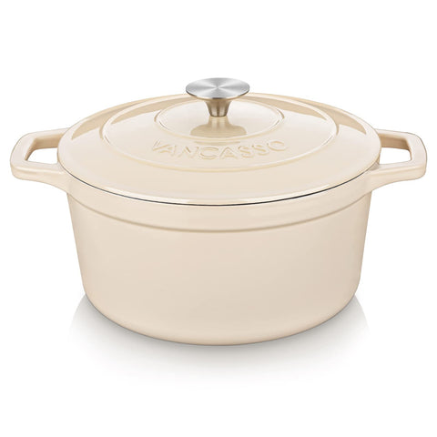vancasso cream dutch oven front view showing elegant finish and serving-ready look