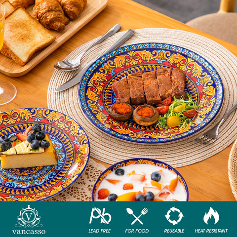 vancasso stacked dessert plates showing compact profile and neat storage