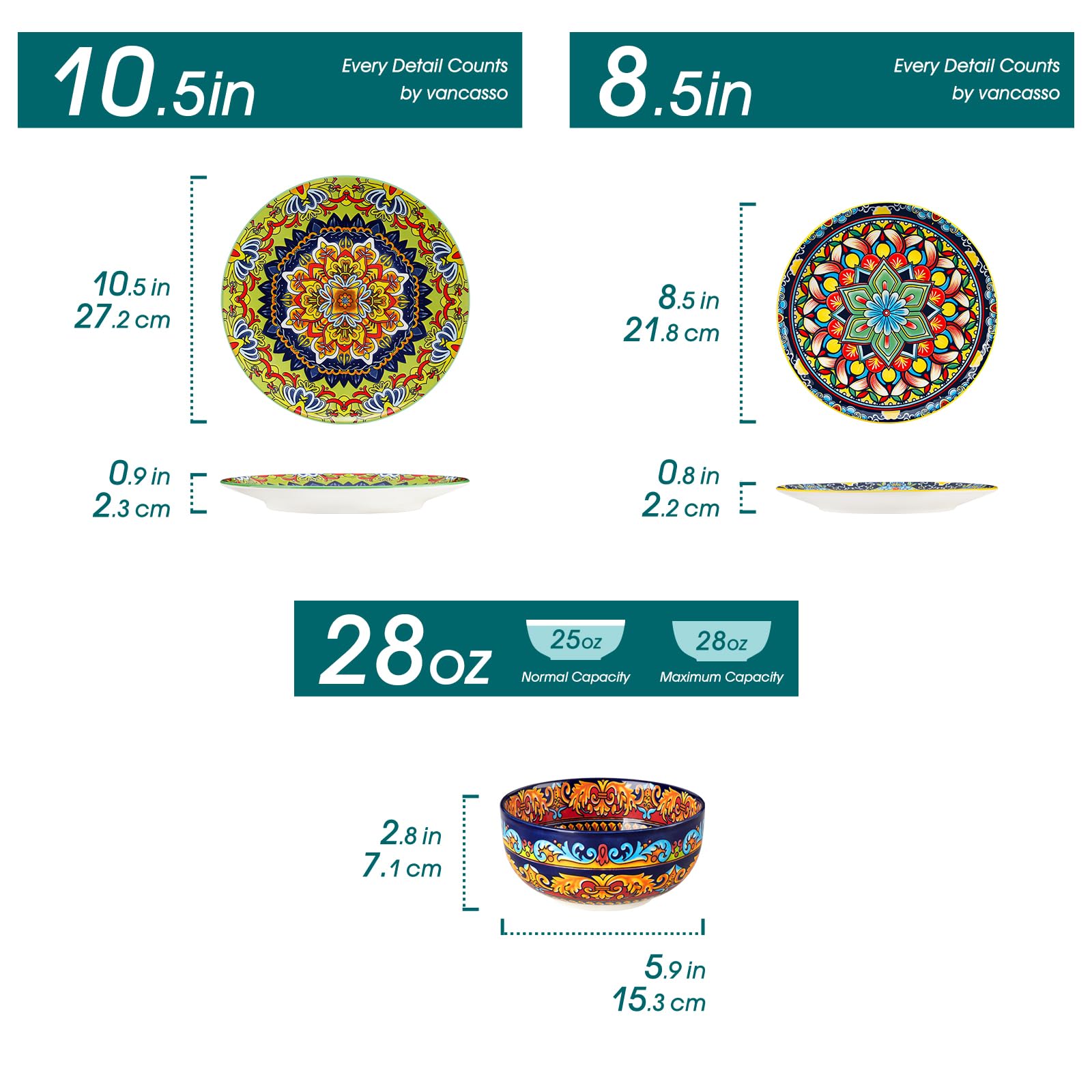 vancasso close-up of dinner plate floral pattern highlighting vibrant detail