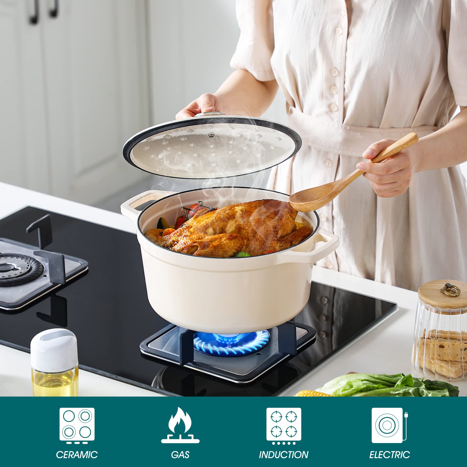 vancasso enameled interior detail cream for easy food visibility and simple cleanup