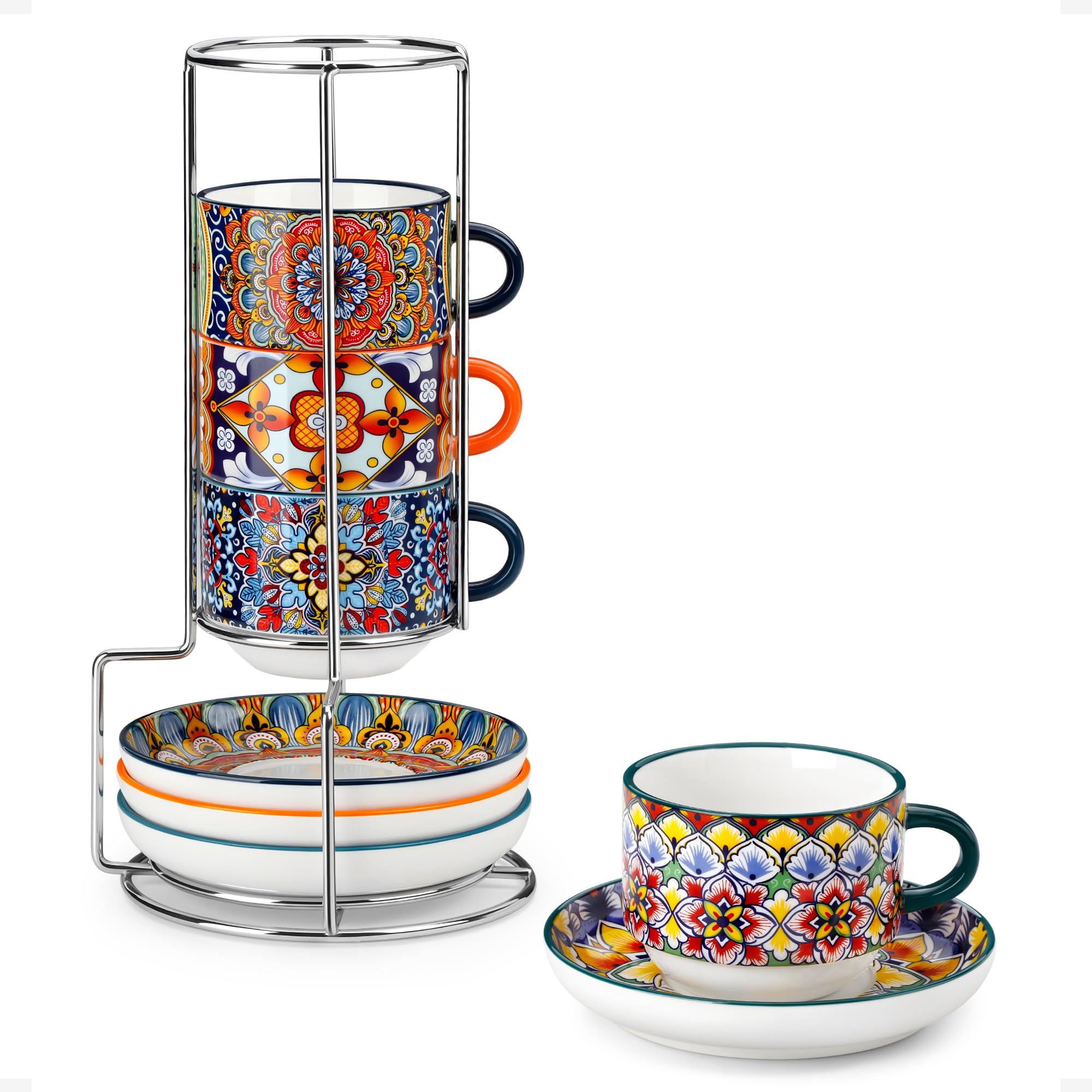 vancasso front view of set on metal stand showing compact storage benefit