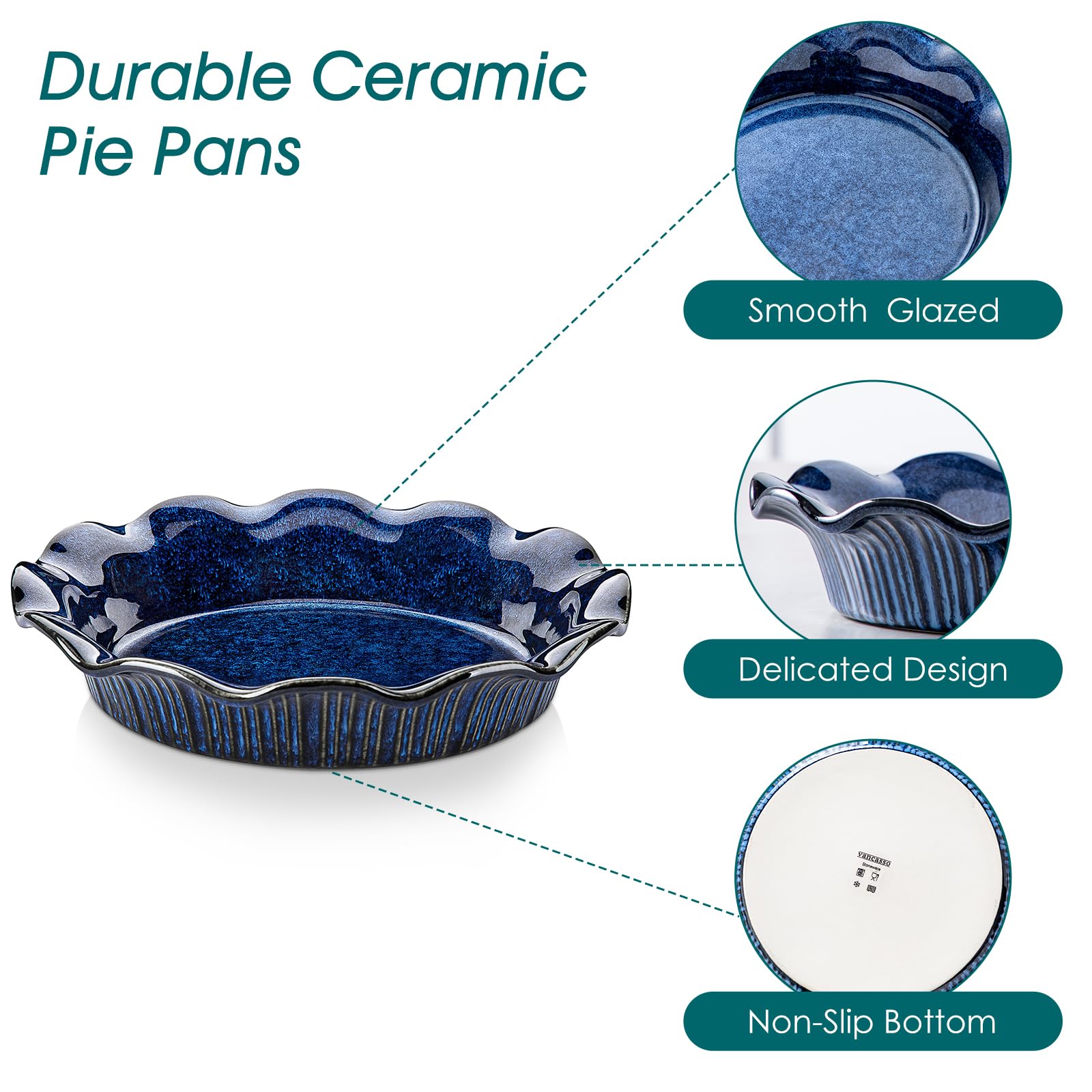 vancasso pie pan inside oven with bubbling filling demonstrating even baking