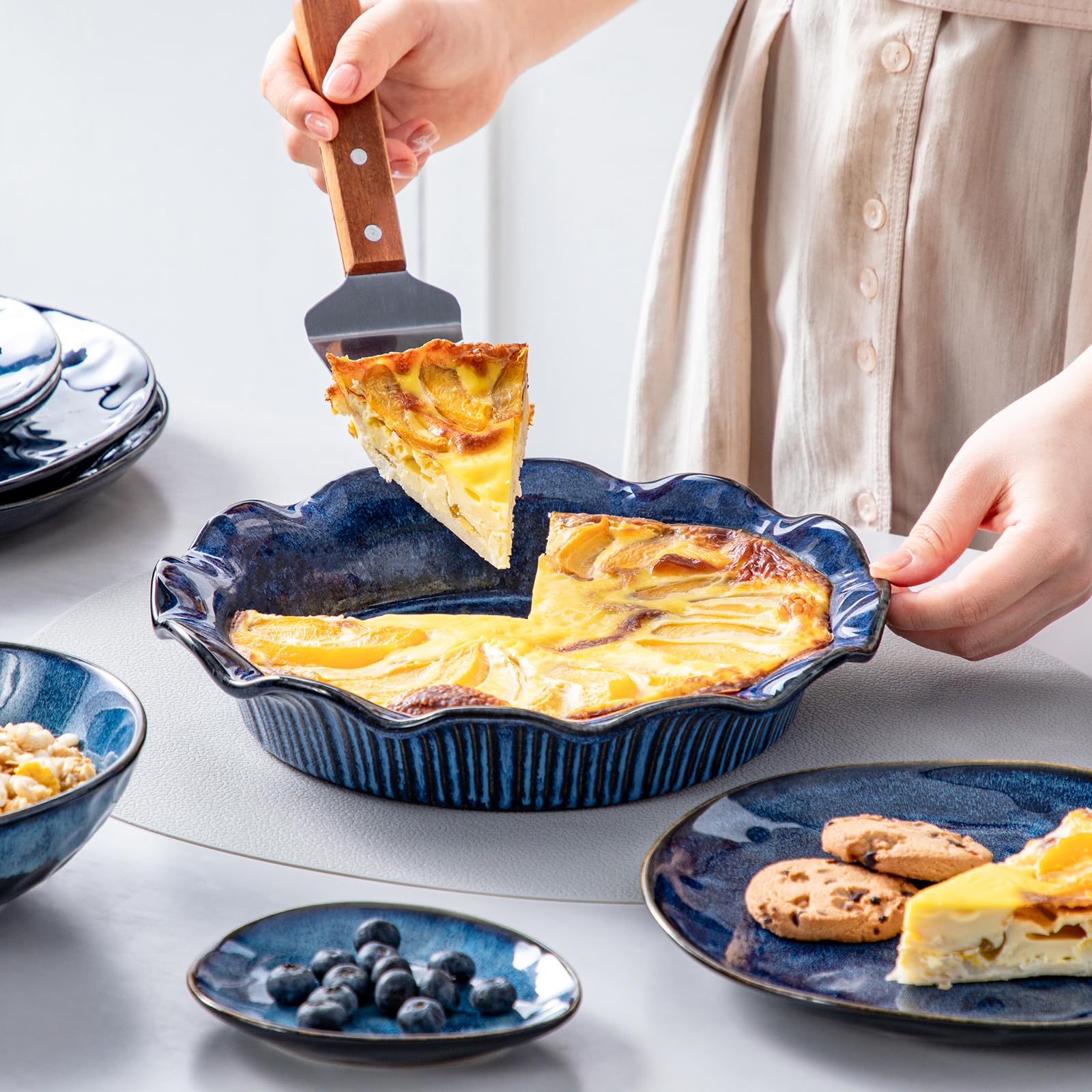 vancasso pan next to ruler showing 9 inch diameter for recipe compatibility