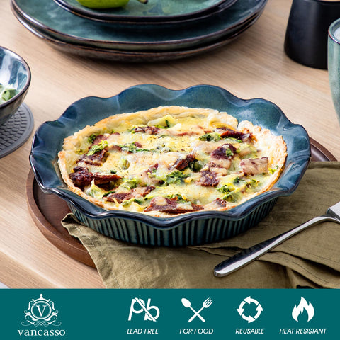 vancasso pan beside a wooden spoon showing scale and deep 1.9-inch capacity advantage