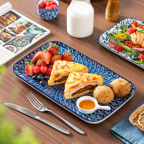 vancasso SELENE medium 14-inch platter arranged with appetizers, illustrates stylish serving capability