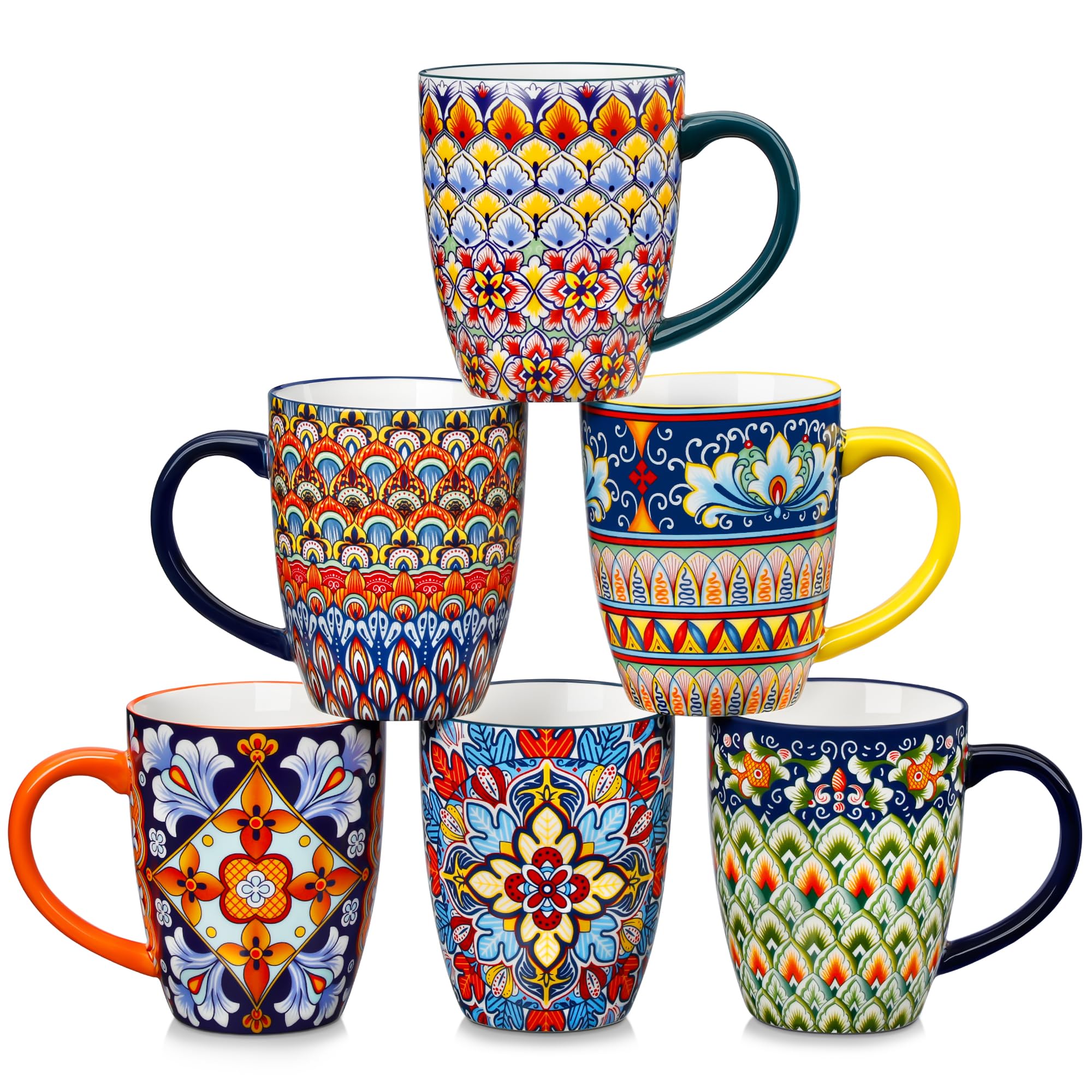 vancasso SIMI front view showing six boho mugs and vibrant designs, adds personality