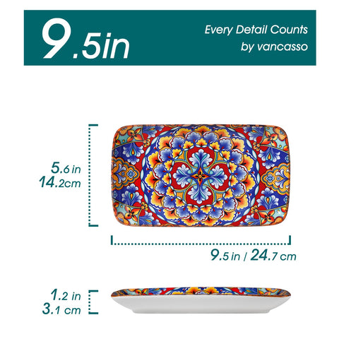 vancasso single plate top view highlighting bohemian floral design and serving style