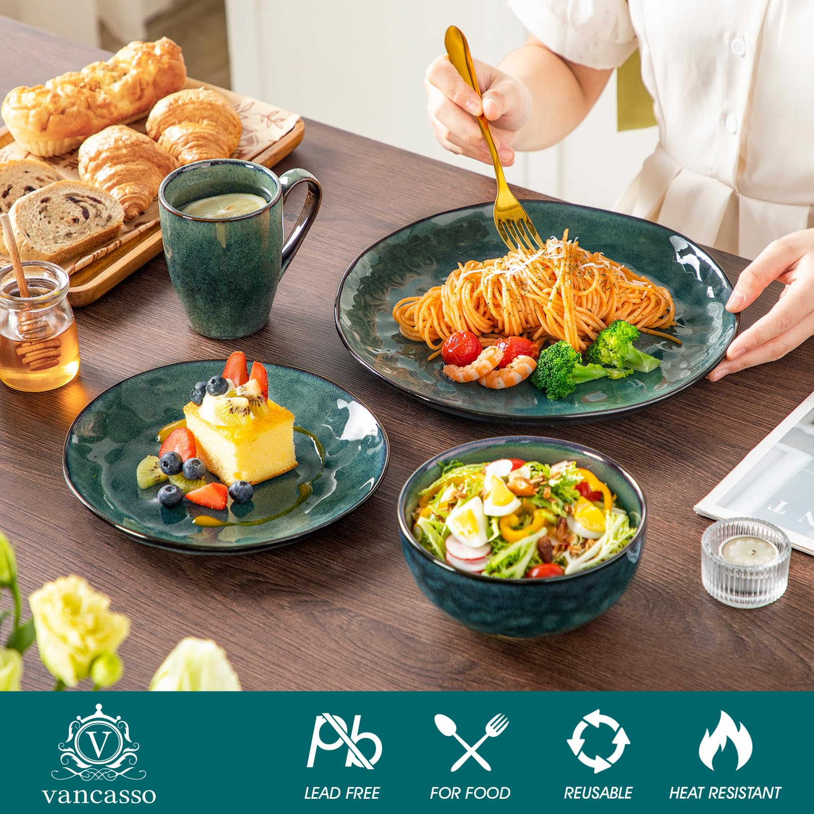 vancasso salad plate stack demonstrating space-saving design and organized storage
