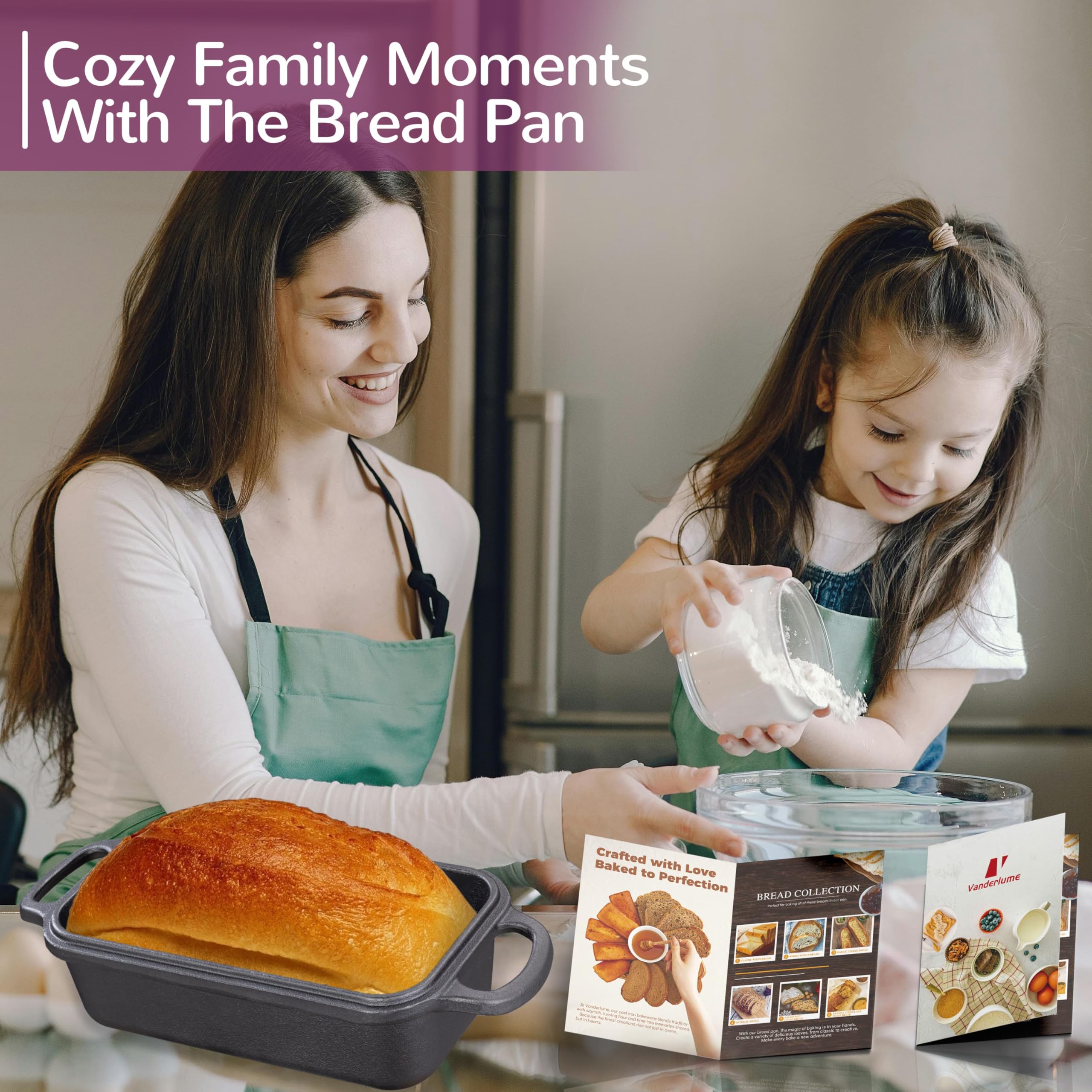 Vanderlume lifestyle kitchen shot showing pan in use for artisan bread baking
