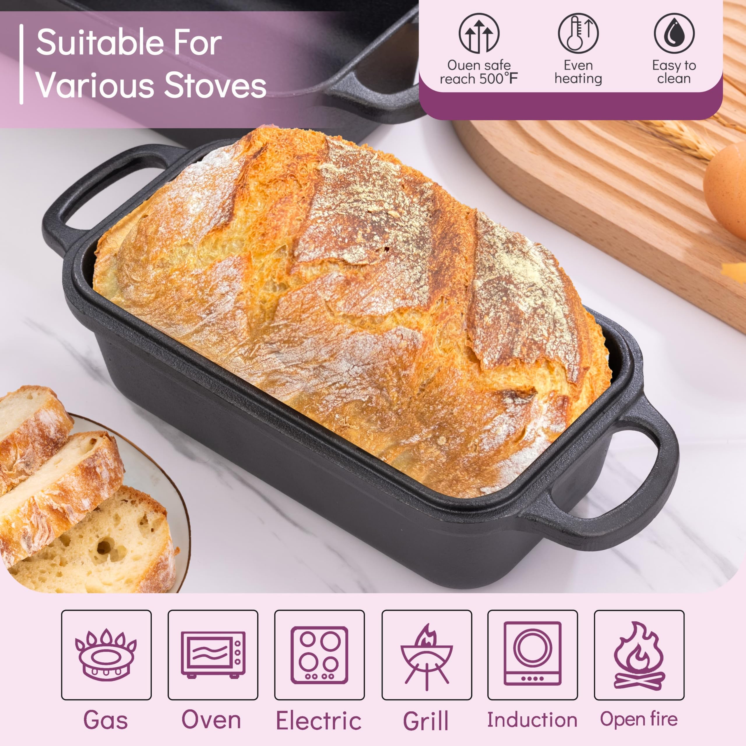 Vanderlume loaf pan with lid top view demonstrating tight steam retention benefit