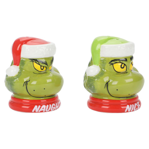 Vandor Grinch shakers in use on a dining table adding festive fun