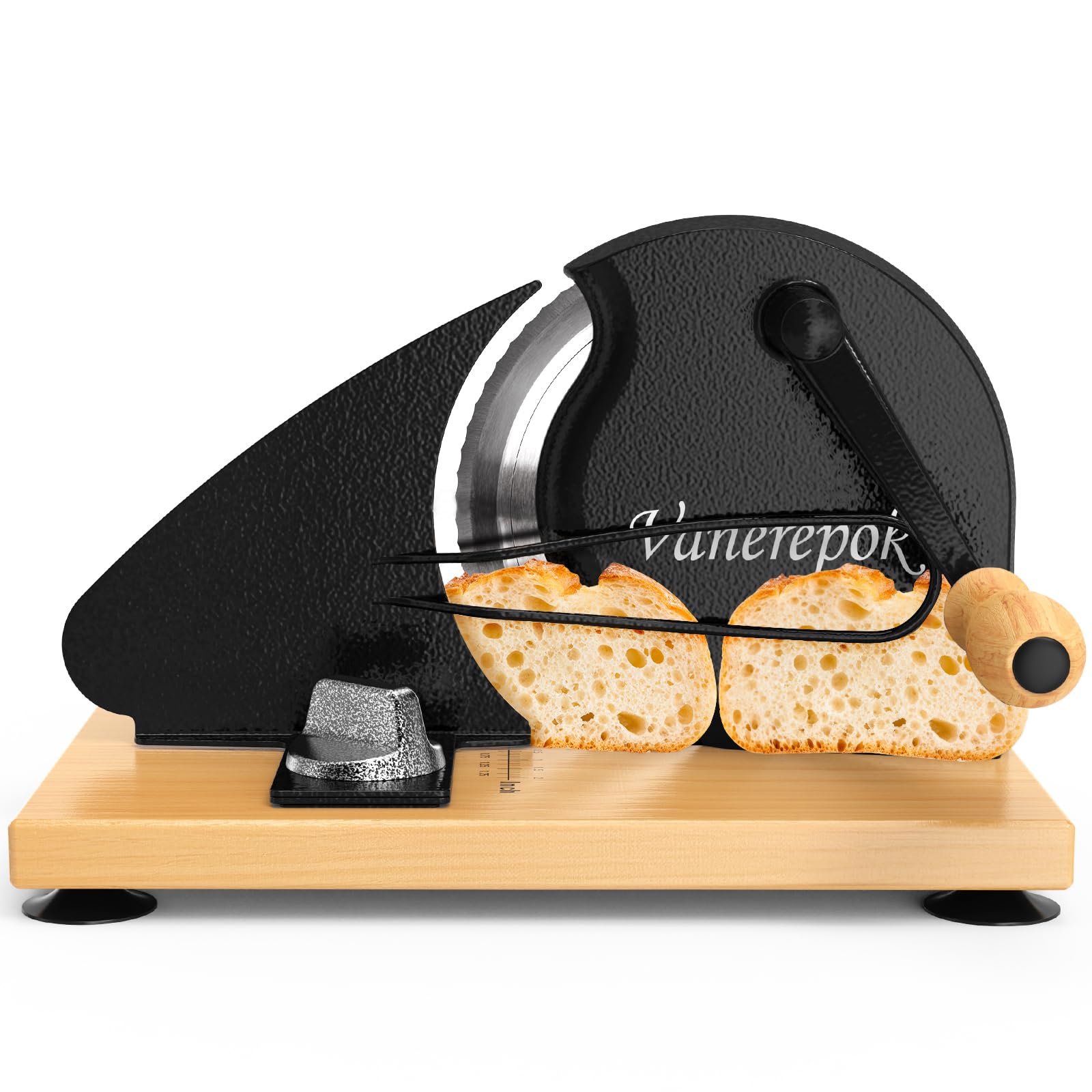 vanerepok front view with loaf showing stable slicing and neat results