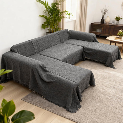 VANITURE sectional covered with pet sitting to protect upholstery